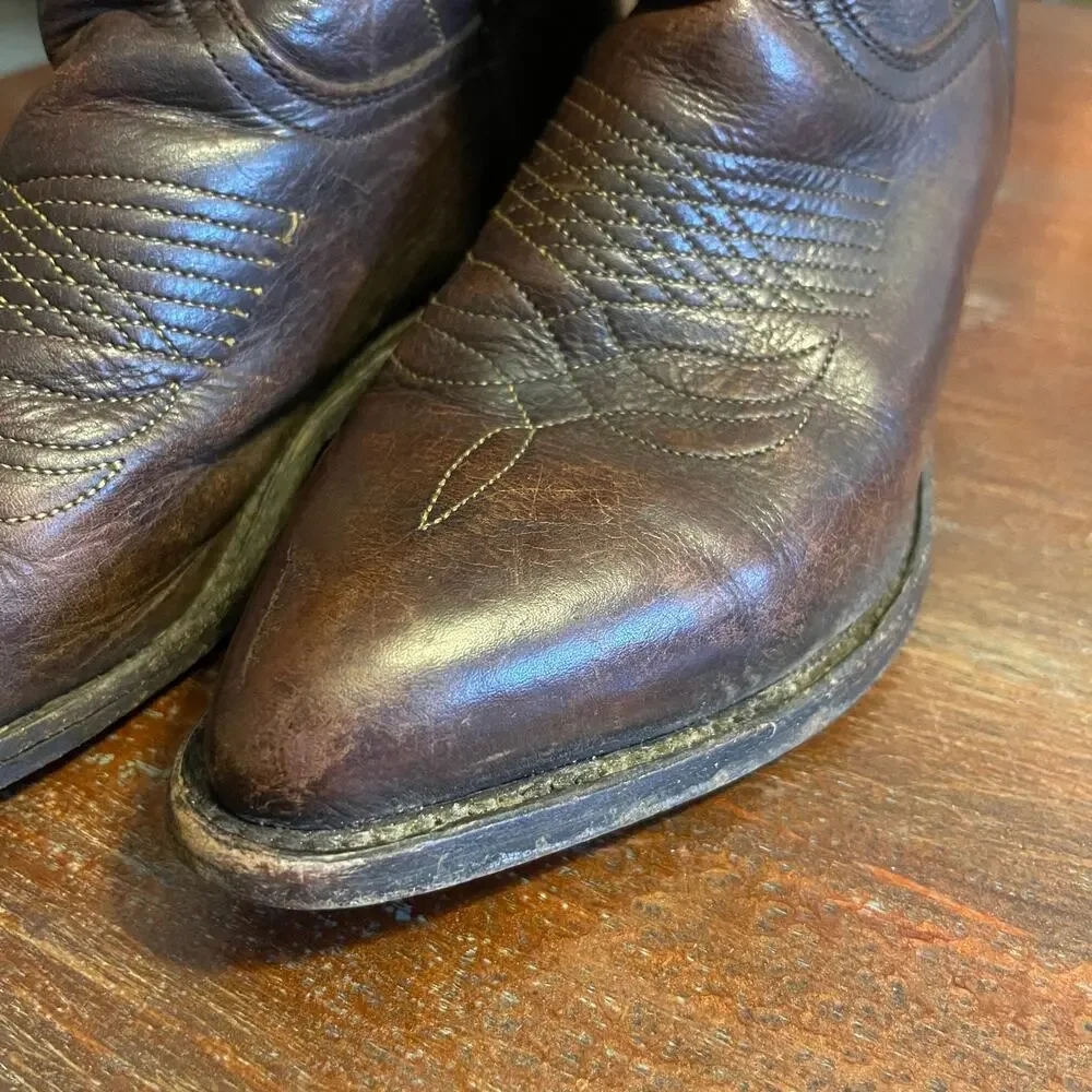 FRYE Billy Pull On Brown Leather Western Women's Boots Size 6.5 M